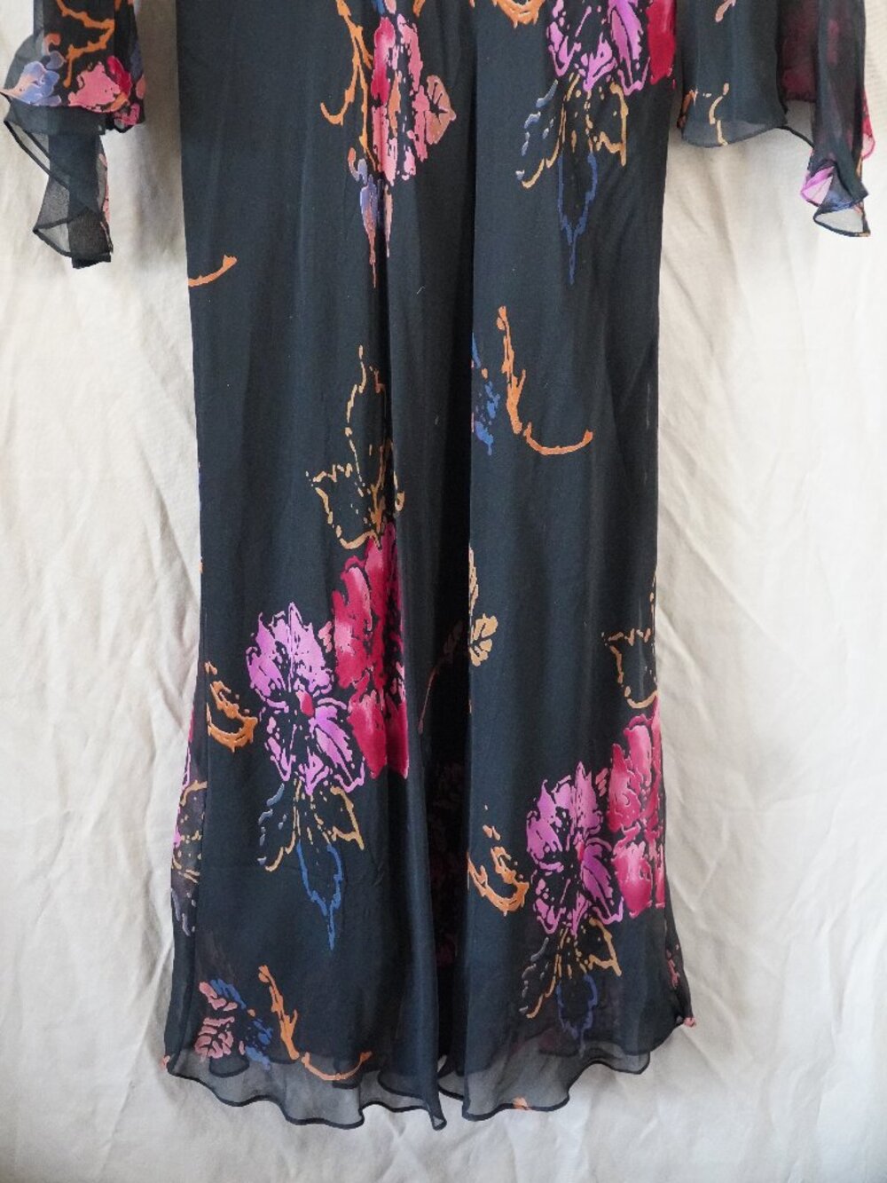 Vintage Ice black floral silk maxi dress - Picture 3 of 11